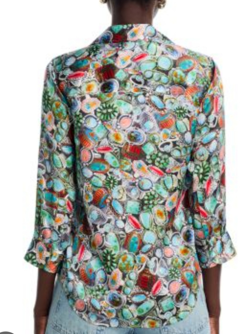New 🆕 L'AGENCE Dani Mixed Ring Print Silk Blouse, Size XS - Picture 2 of 13